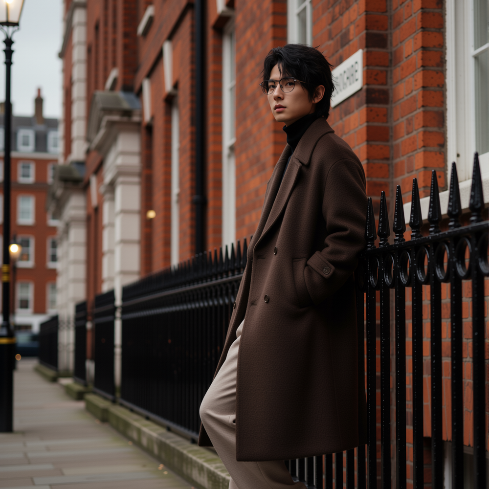 w2x高端秋冬季羊毛呢大衣新款男士加厚风衣中长款冬装双面呢外套