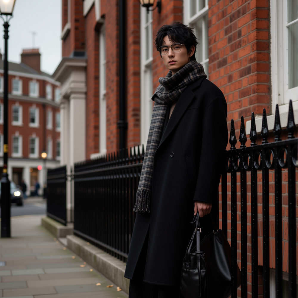 w2x冬季羊毛呢大衣高端外套男行政风衣加厚中长款西装双面呢男装