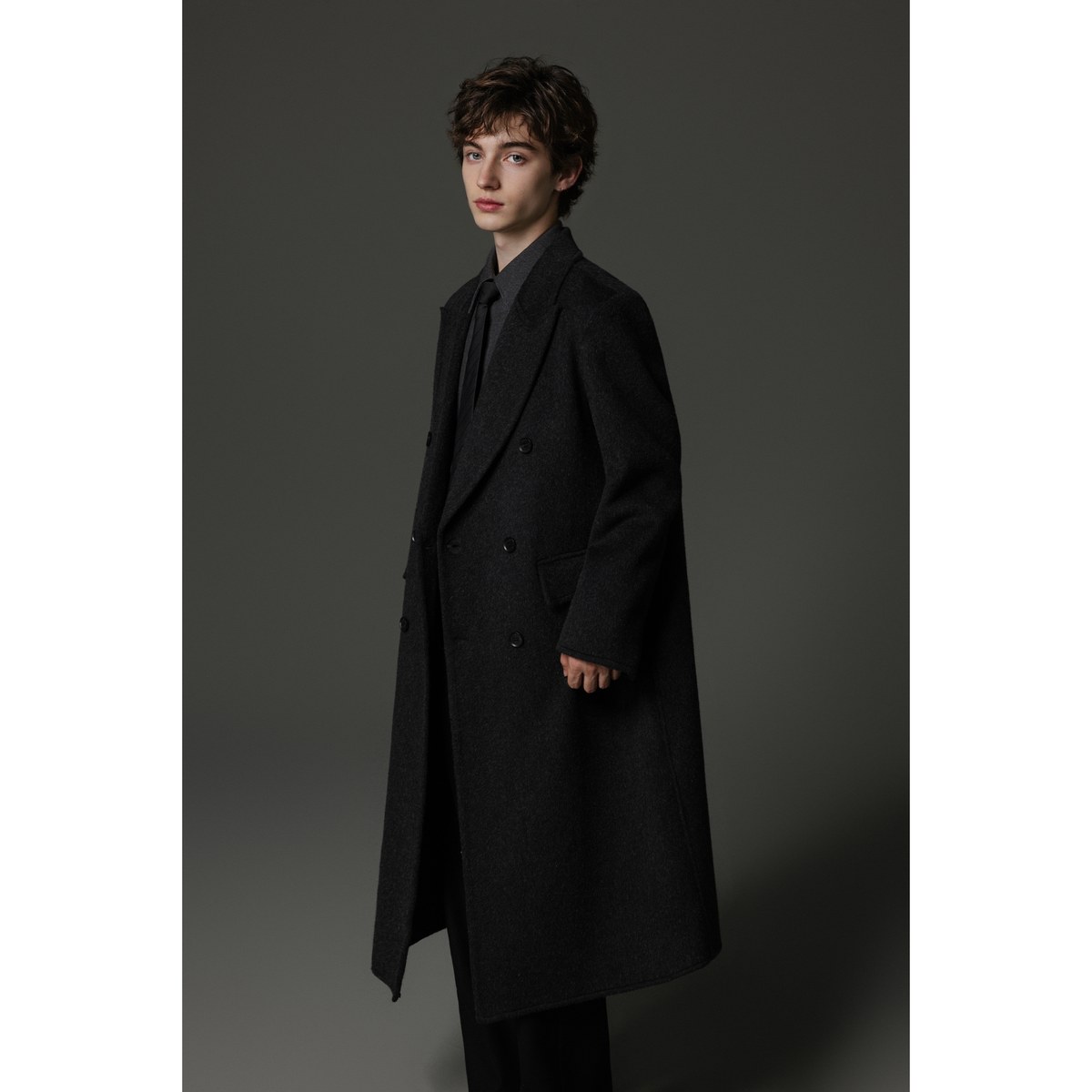 w2x高端气质冬季男士纯羊毛双面呢子大衣加厚外套老钱风风衣保暖