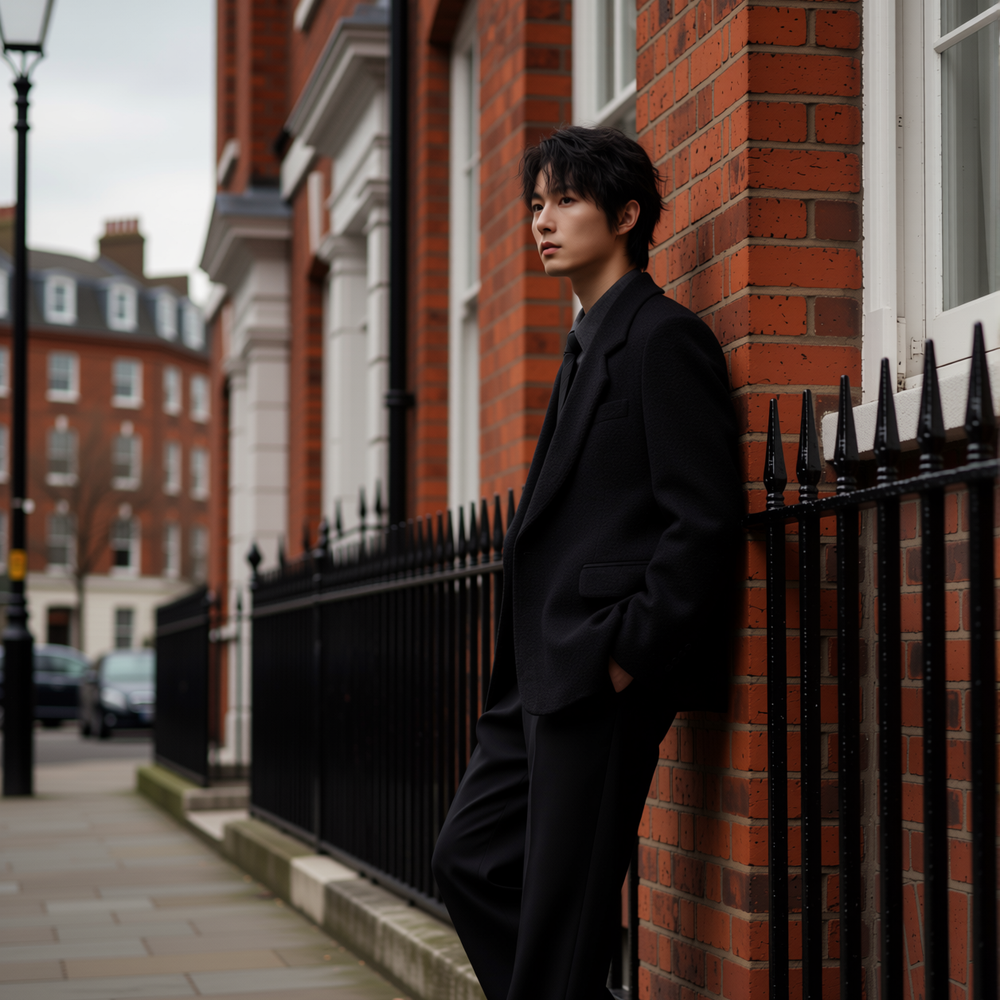 w2x冬季黑色双面毛呢大衣百搭新款加厚男装西服青年外套西装通勤