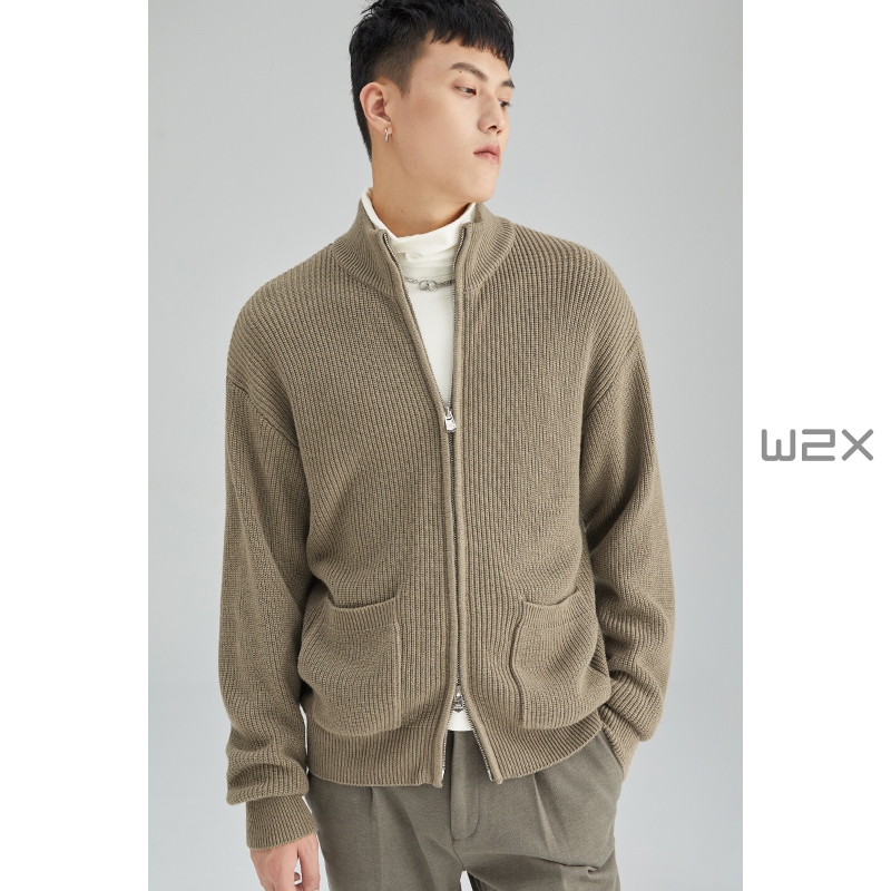 重磅拉链羊毛开衫男外套高级感