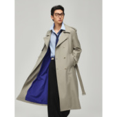 风衣男长款 莱赛尔天丝腰带款 外套宽松休闲披风潮 新款 w2x2026春季