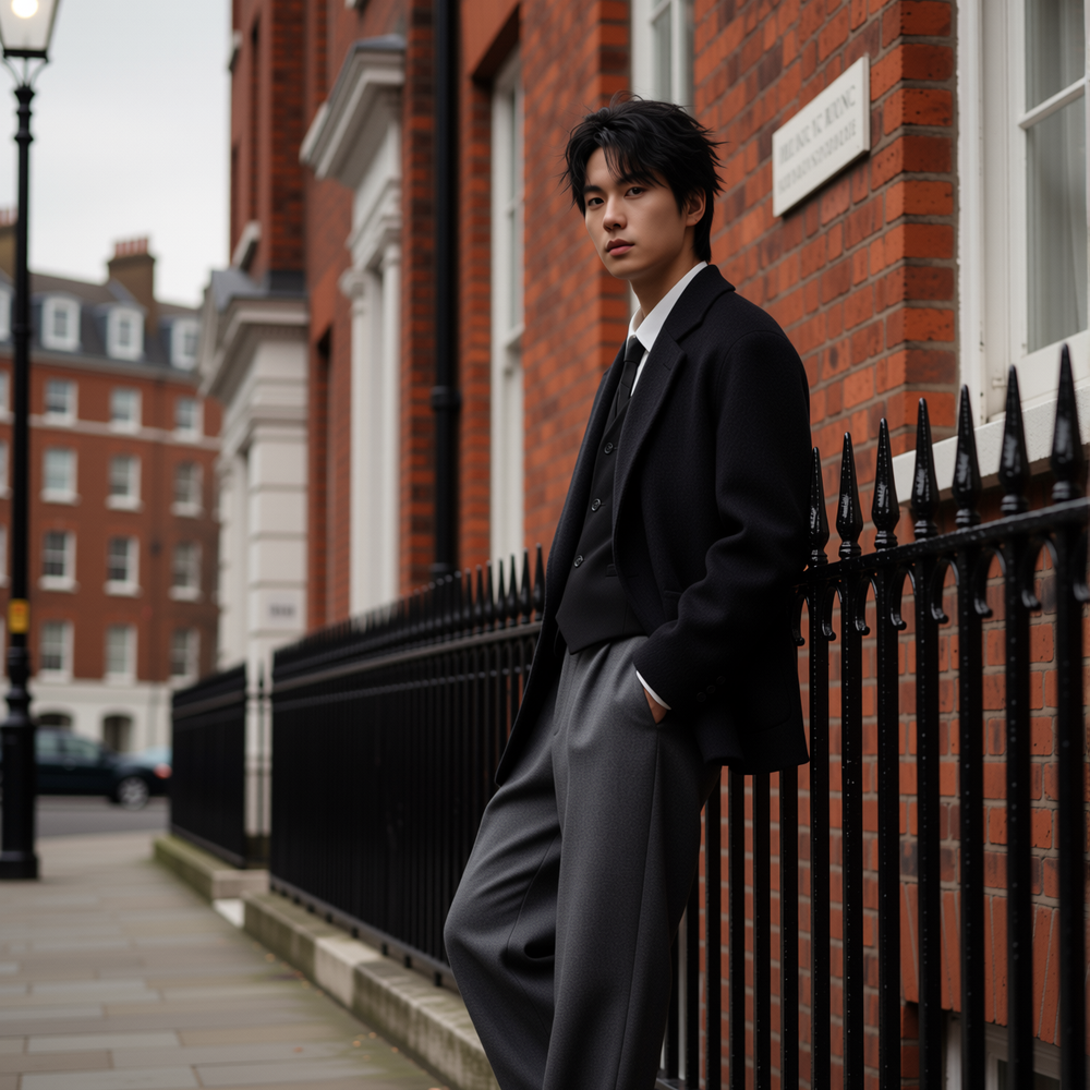 w2x英伦复古双面羊毛呢大衣秋冬季新款商务休闲男装西服西装外套