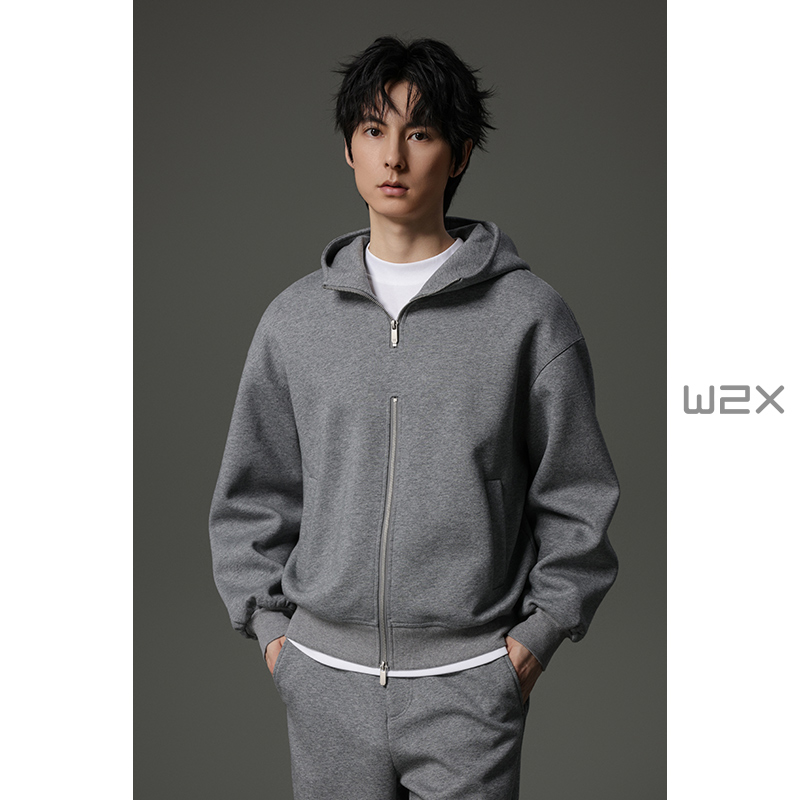 秋季新款双拉链连帽休闲卫衣