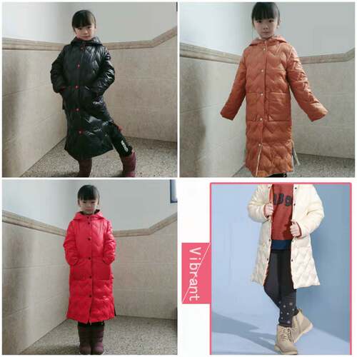 奇宝乐园童装女童中长款轻薄羽绒服长款风衣外套100-150码