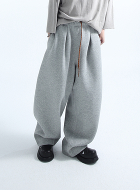 「GRNL」自在伸展 加厚双面空气层大廓形香蕉弧型阔腿气球裤男女