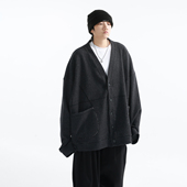 「GRNL」默片胶痕 400克泡泡提花肌理大V领加绒卫衣开衫 外套