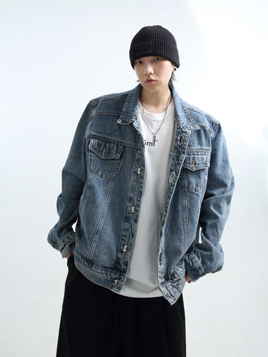 Jeans'sBoy直垫肩廓形牛仔外套