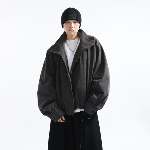 复古灰墨色超宽松廓形空气感夹克