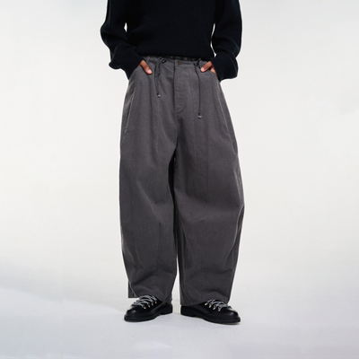 灯芯绒松紧腰抽绳气球阔腿裤