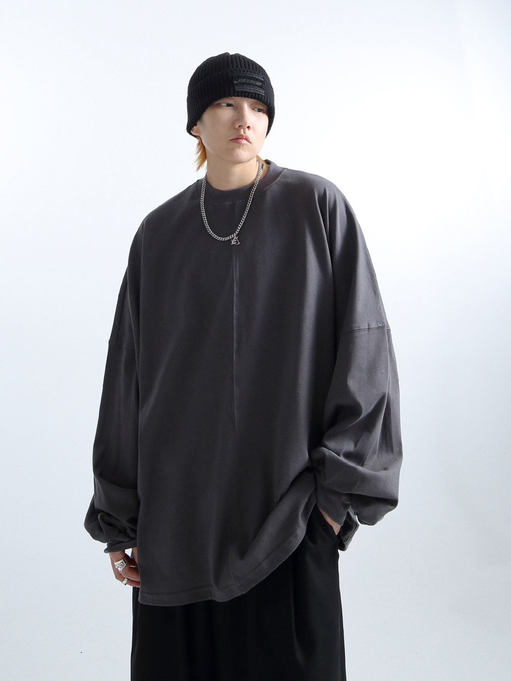 「GRNL」不羁混沌 双纱紧密纺舒适松弛慵懒落肩廓形男女长袖大T恤,男装,T恤,淘宝优惠券,粉丝福利购,淘宝优惠卷