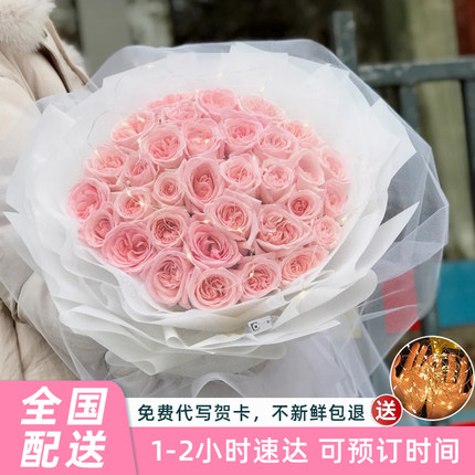 99朵粉玫瑰花束蝴蝶兰鲜花速递同城上海全国配送女友表白生日礼物