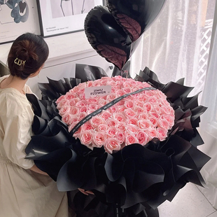 99朵粉玫瑰花束鲜花同城速递全国配送女友生日表白礼物成都广州店