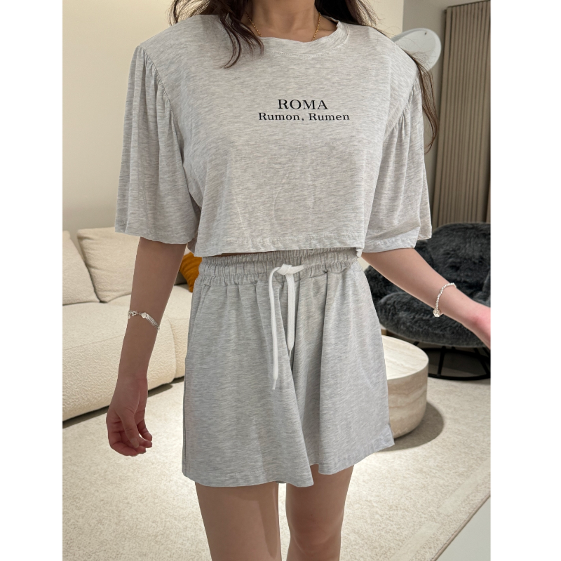 0946-现货秒发 韩国东大门VIRKIN 松紧腰宽松阔腿运动休闲短裤