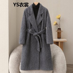 2026冬季新款羊绒水洗拉绒拉毛气质长款大衣百搭保暖宽松毛呢外套