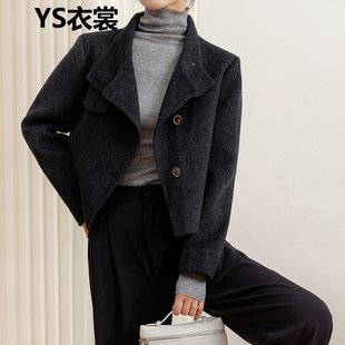 双面羊绒大衣女小个子2025秋冬新款短款高端简约时尚纯色毛呢外套