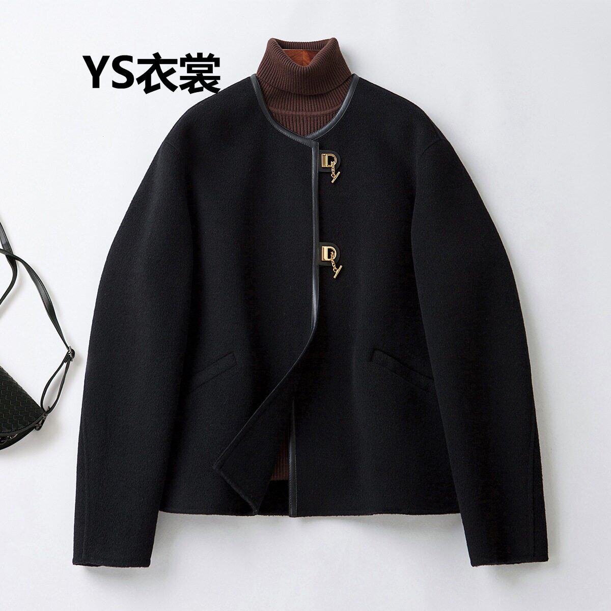 2025秋冬新款高端双面羊绒大衣女短款小个子宽松显瘦韩系毛呢外套