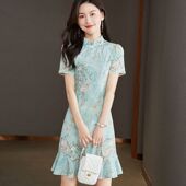 国风大码 300斤女装 裙子夏季 新中式 新款 2025改良旗袍遮肚子连衣裙