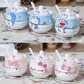 创意卡通可爱厨房品陶瓷调味罐调料盒调料罐三件套件套盐罐味精罐