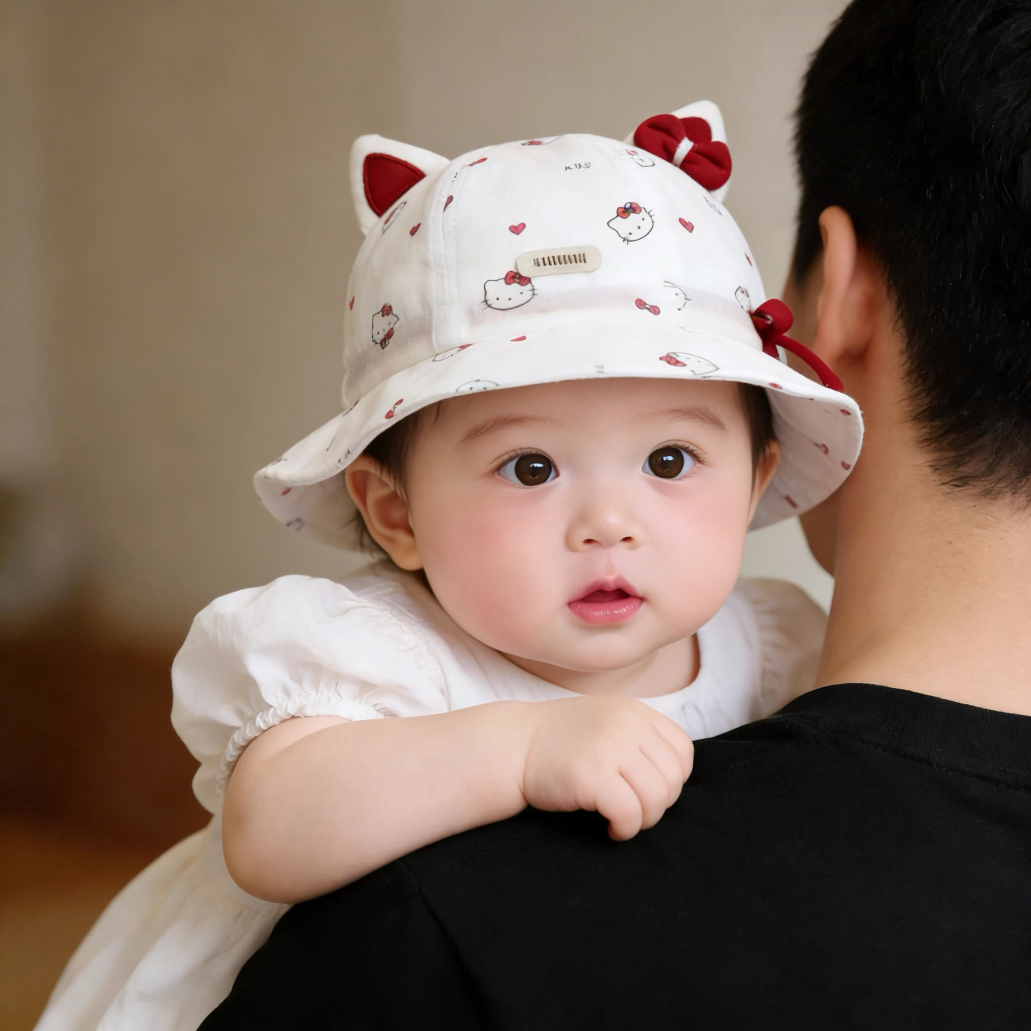 女宝宝帽子小月龄可调节渔夫帽春夏季薄款卡通盆帽防晒婴儿遮阳帽