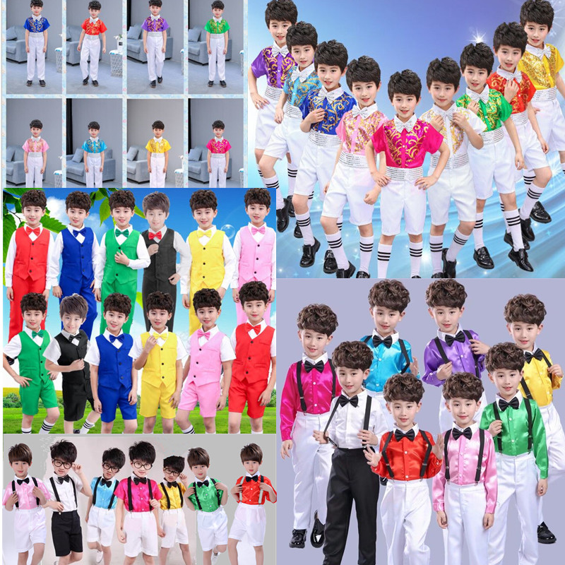 儿童春夏秋冬款背带裤子礼服主持唱歌特价合唱服舞蹈表演演出服装