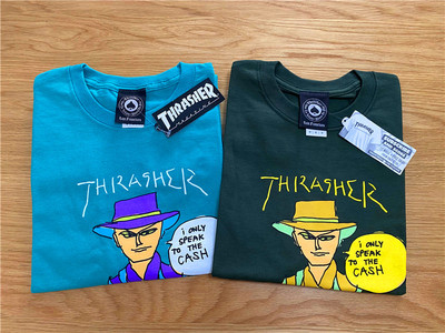 thrasher漫画人物撞色短袖t恤