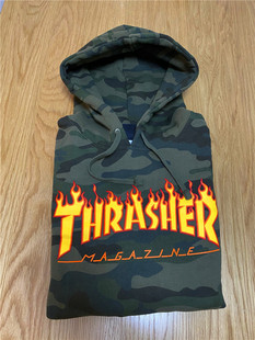 Camo Thrasher 美版 迷彩火焰加绒帽衫 情侣 男女同款 限定