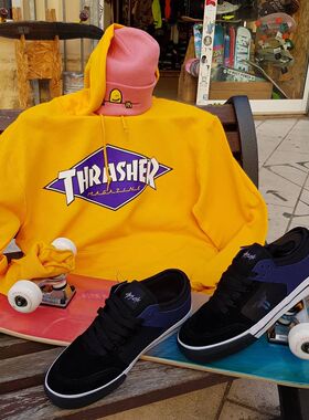 【羔羊House】Thrasher 美版钻石Box印花火焰加绒连帽衫情侣卫衣