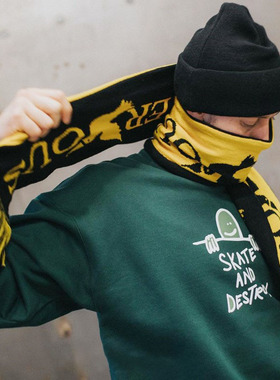 【羔羊House】Thrasher Gonz Sad 美版 火焰滑板小人圆领加绒卫衣