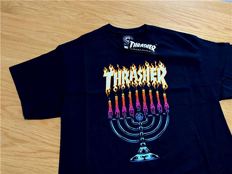 【超限定】thrasher menorah 美版 蜡烛烛台火焰短袖t恤
