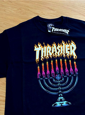 【超限定】Thrasher Menorah 美版 蜡烛烛台火焰短袖T恤