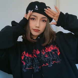 美版 Crows Thrasher 血色烈焰乌鸦暗黑火焰加绒帽衫 限定