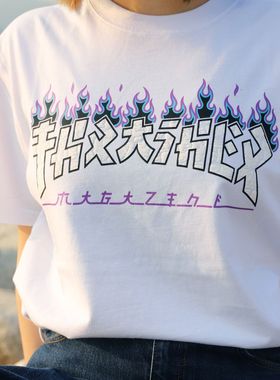 【新款】Thrasher Godzilla 日版 哥斯拉紫火焰短袖T恤男女同款