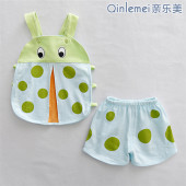 纯棉背心吊带新生一岁宝宝可爱分体衣服超萌夏天 薄款 婴儿夏季 套装