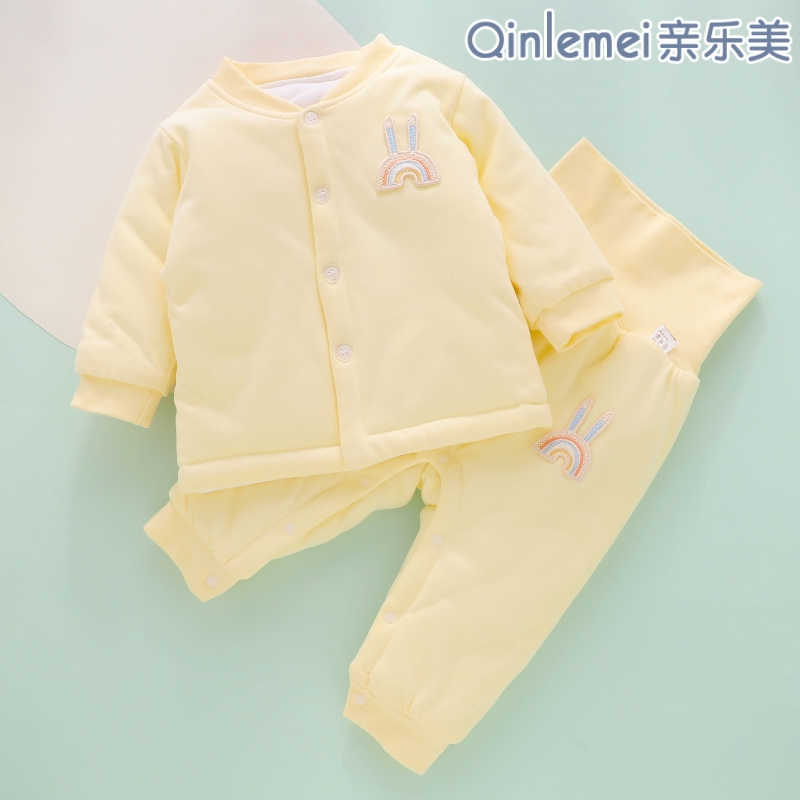 新生婴儿夹棉衣服秋冬季套装初生宝宝幼儿月纯棉保暖分体棉服冬装