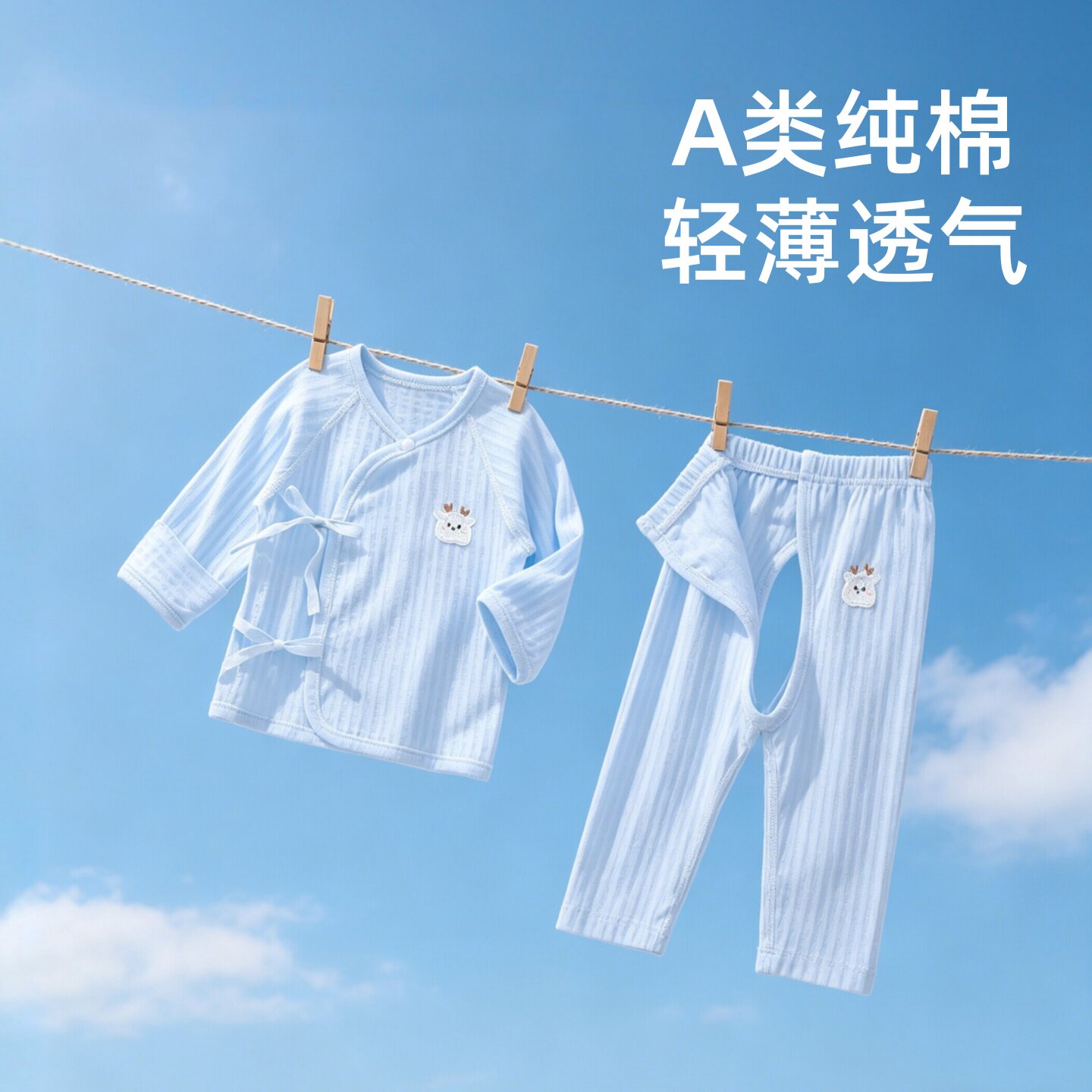 新生婴儿夏季薄款衣服a类纯棉0到3个月宝宝幼儿开裆分体套装夏天