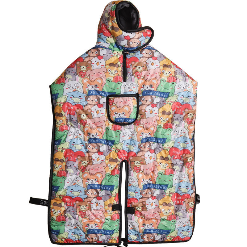 电动车后座挡风被儿童冬季亲子加绒加厚电瓶车保暖防寒防水防风罩