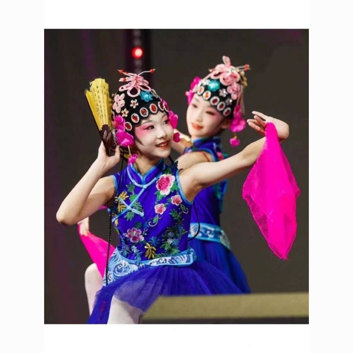 儿童俏花旦小兰花奖服粉墨花旦演出服饰国韵春华戏曲服装儿童舞蹈