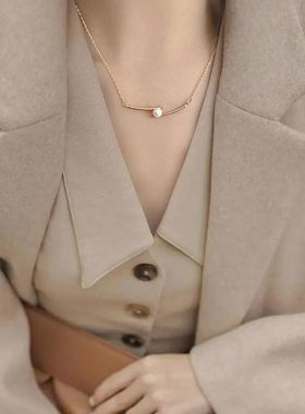 轻奢小众珍珠项链吊坠高级感女大气法式秋冬锁骨链冷淡风百搭颈链