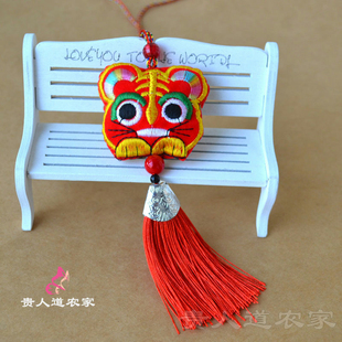 绣花双面虎头挂件香囊端午节香包宝宝配饰叫叫虎平安虎流苏老虎头