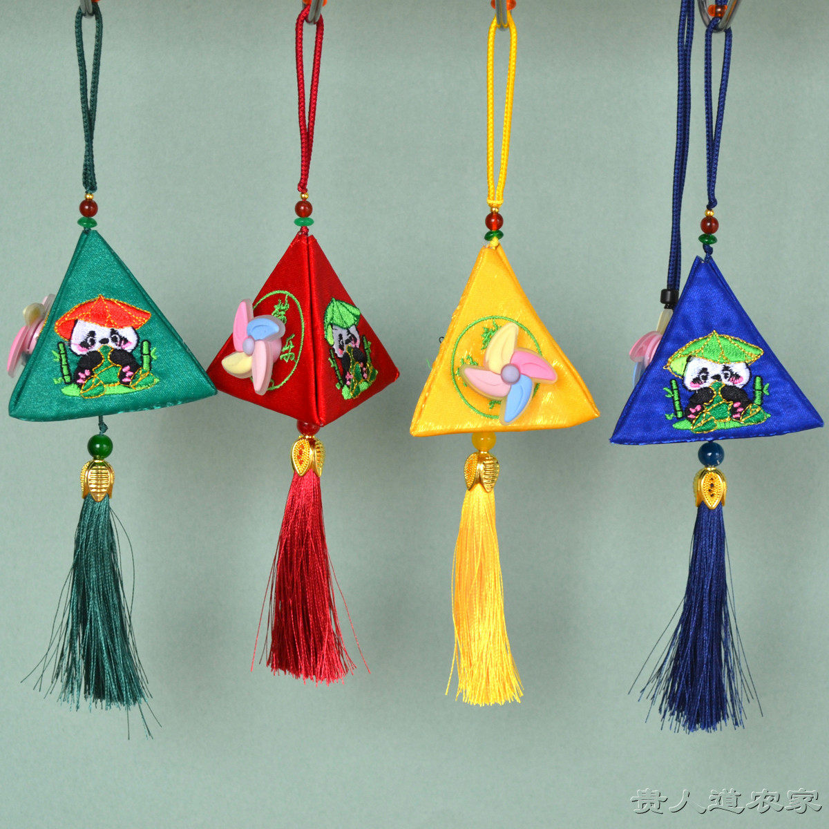 端午节香包刺绣熊猫三角粽子香包创意风车香囊艾草荷包挂件小礼品
