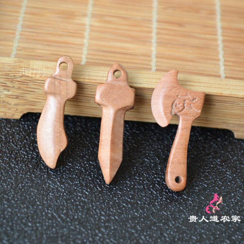 diy桃木项链如意红绳小配件图片