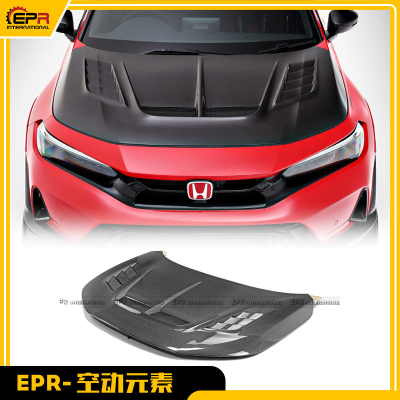 适用于本田思域FL5 TypeR VRS款 碳纤维机盖引擎盖开孔头盖改装件