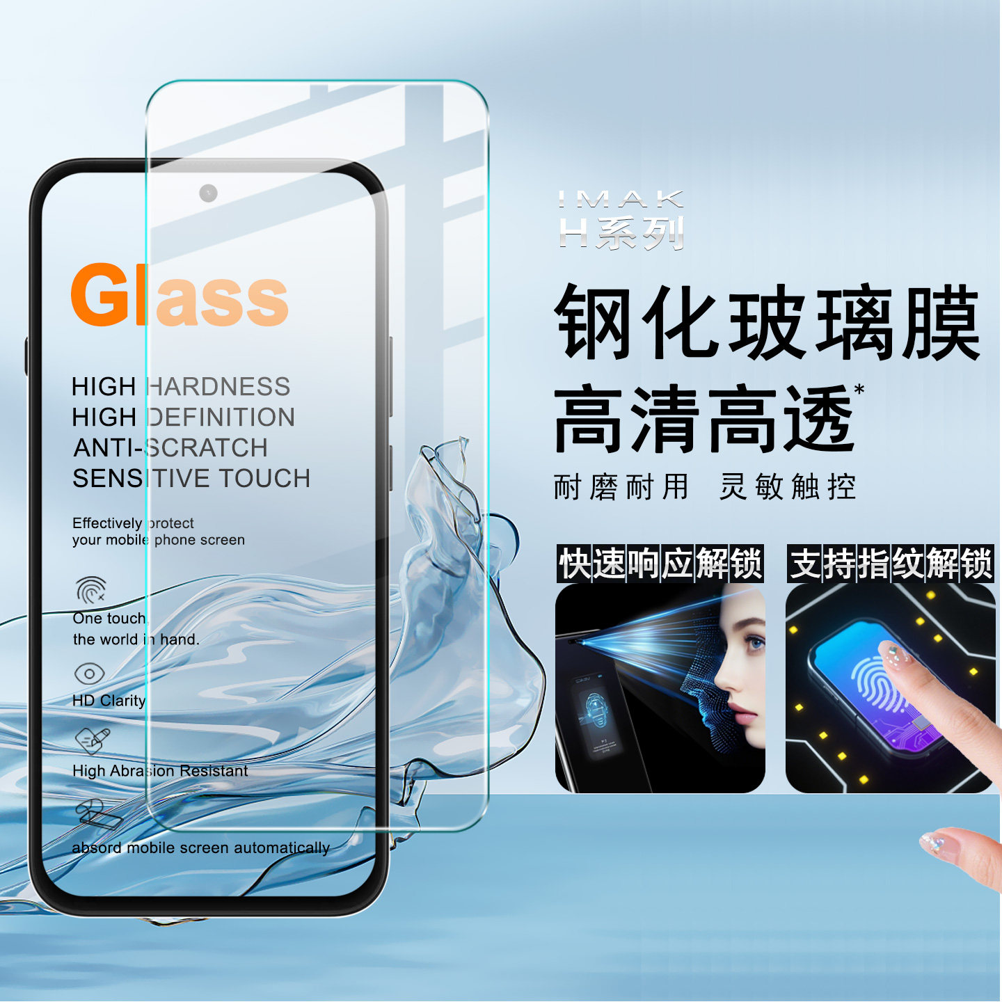 imak适用于Nothing phone4b 5G H系列钢化玻璃膜支持指纹解锁防刮贴膜手机贴膜高清高透保护贴膜图片