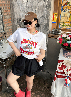 阿周家大码微胖女装设计感休闲短裤女夏季胖MM宽松显瘦薄款热裤