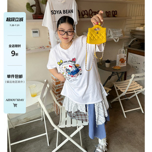 打底裙围裙帘 阿周家大码 微胖女装 蕾丝拼接叠穿屁帘女夏季 胖MM短款