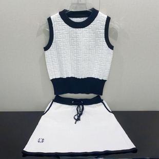 冷感无袖 夏季 显瘦包臀防走光裙裤 高尔夫套装 修身 针织衫 女装 短袖