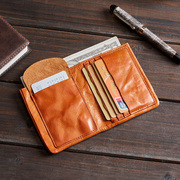 Ultra-thin small wallet men's short youth simple retro old leather wallet women's wallet leather soft vertical