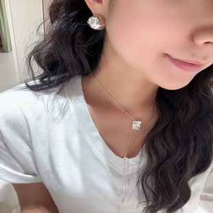 Tangtown925纯银星球圆耳环明星同款