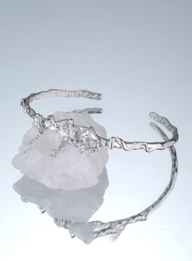 原创小众设计高级感极简冷淡风假宝石液态S925纯银手镯女